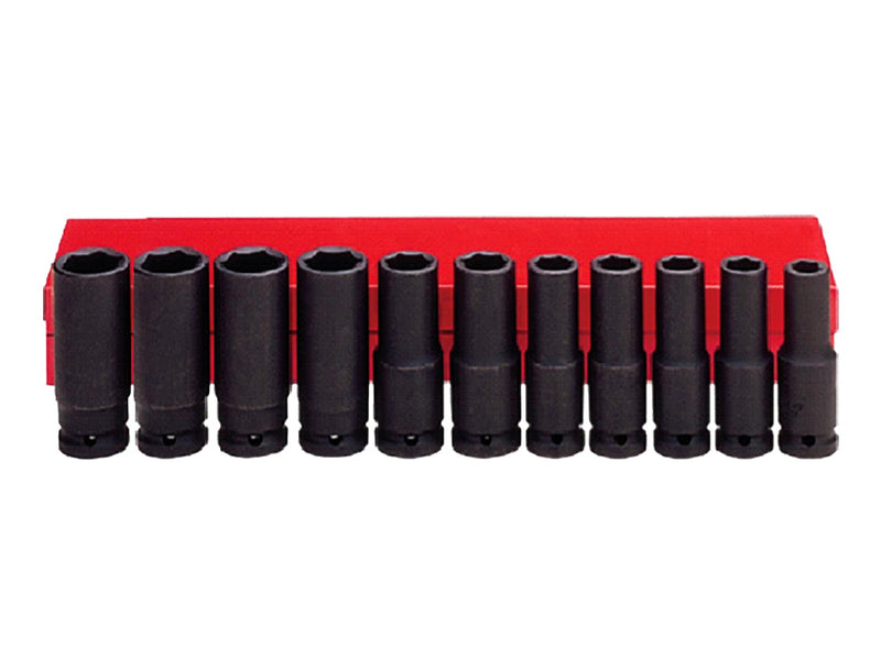 AmPro Air Deep Impact Socket Set 1/2" Drive 10m - 24mm 6PT 11 Piece SOCS-A5606