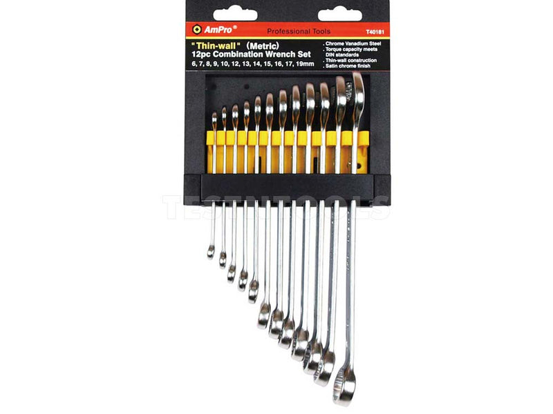 AmPro Combination Wrench Set 8mm - 19mm 12 Piece WREC-T40181