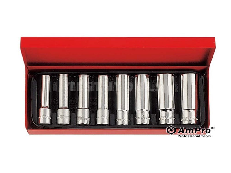 AmPro Deep Socket Set 1/2" 6PT 8Pc SOCS-T45400