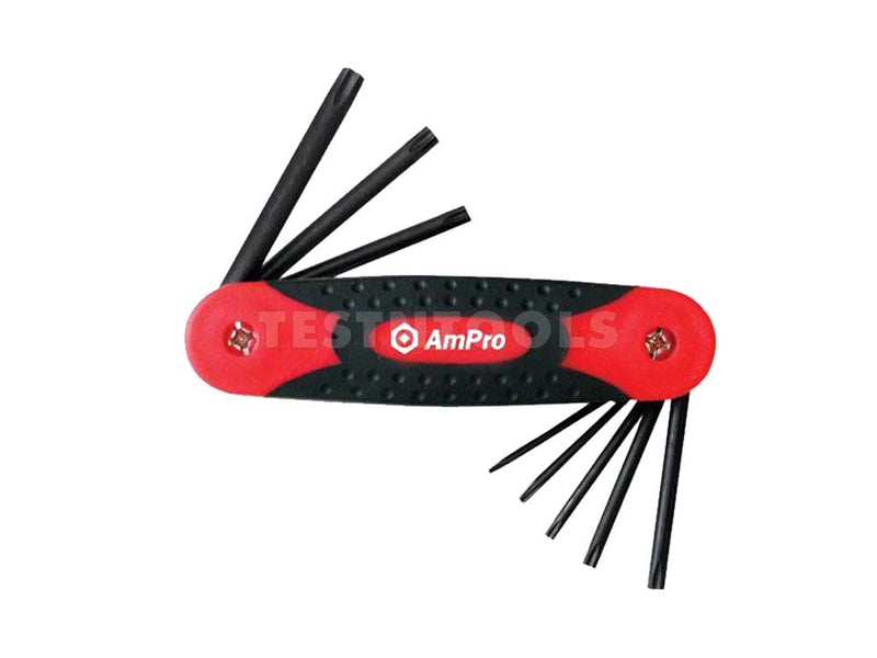 AmPro Folding Star Hex Key Set T8 - T40 8 Piece WREH-T22990