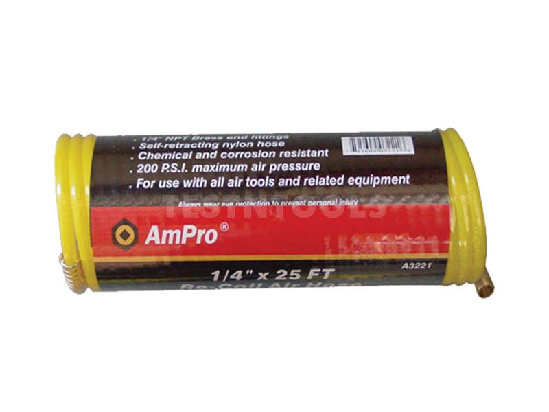 AmPro Recoil Air Hose 1/4" x 25ft HOSA-A3221