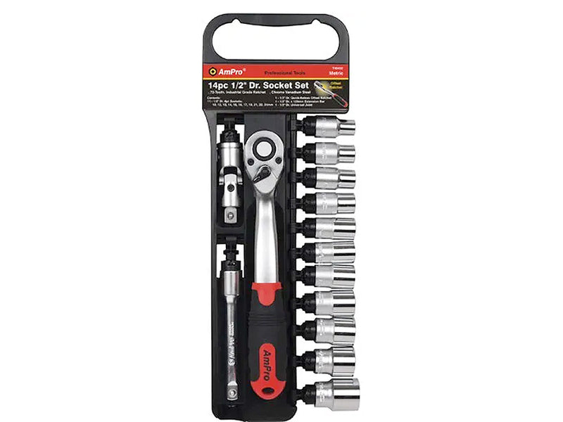 AmPro Socket Set 1/2" Drive 10mm - 24mm 6PT 14 Piece SOCS-T45432