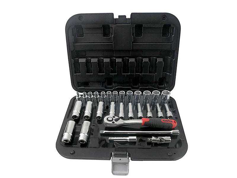 AmPro Socket Standard and Deep Set 1/4" Drive 4mm - 14mm 6PT 29 Piece SOCS-T46152