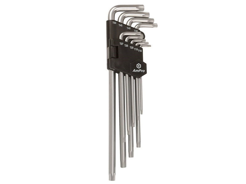 AmPro Tamper Proof Star Hex Key Set T10 - T50 9 Piece WREH-T22934