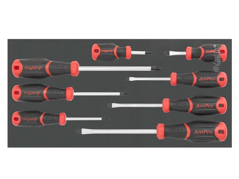 Ampro Power Grip Screwdriver Set 8 Piece SCR-T32787