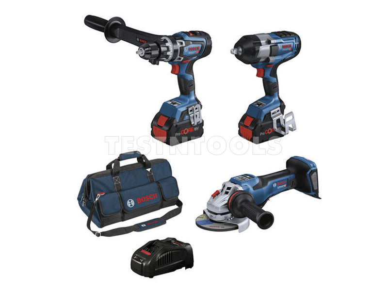 Bosch 18V 3pc 8.0Ah BiTurbo Brushless Combo Kit GSB+GDS+GWS+2x8