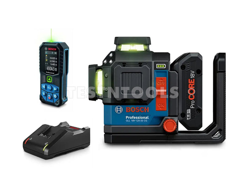 Bosch 18V 4.0Ah Laser Level with Range Finder Kit GLL18V-120-33CG + GLM50-27CG