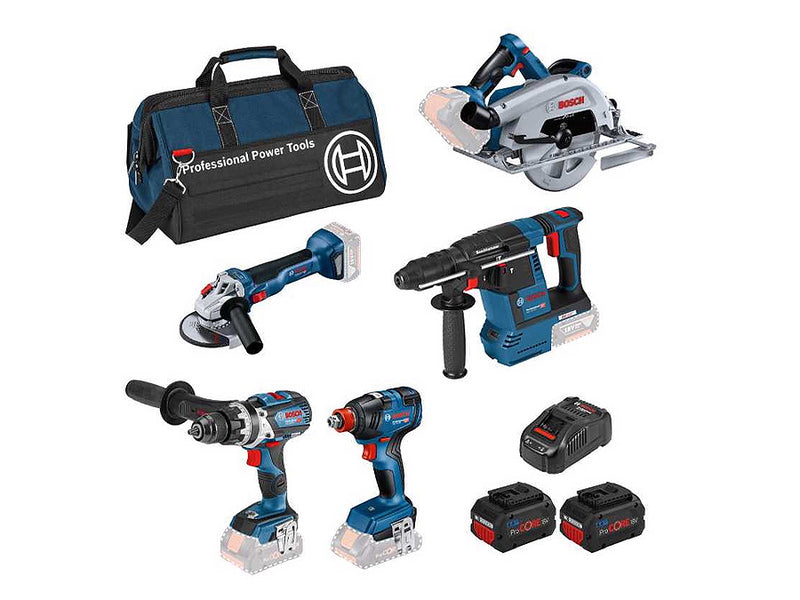 Bosch 18V 5pc 8.0Ah ProCORE Combo Kit GSB/GDX/GWS/GBH/GKS 0615990M70