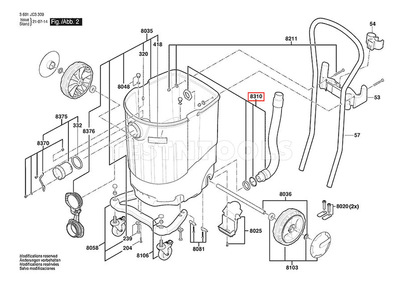 Bosch GAS55MAFC Spare Part Number 8310 - Drainage Fitting
