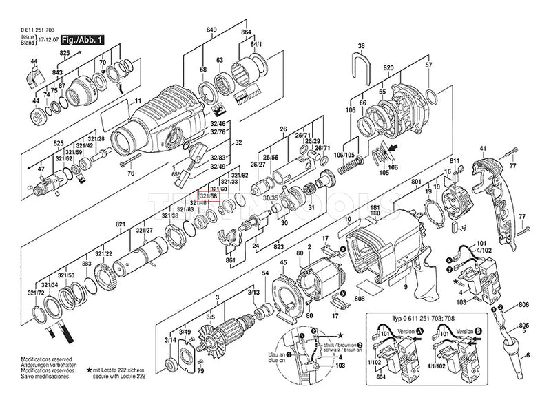 Bosch GBH2-26RE Spare Part Number 321/58 - O-Ring