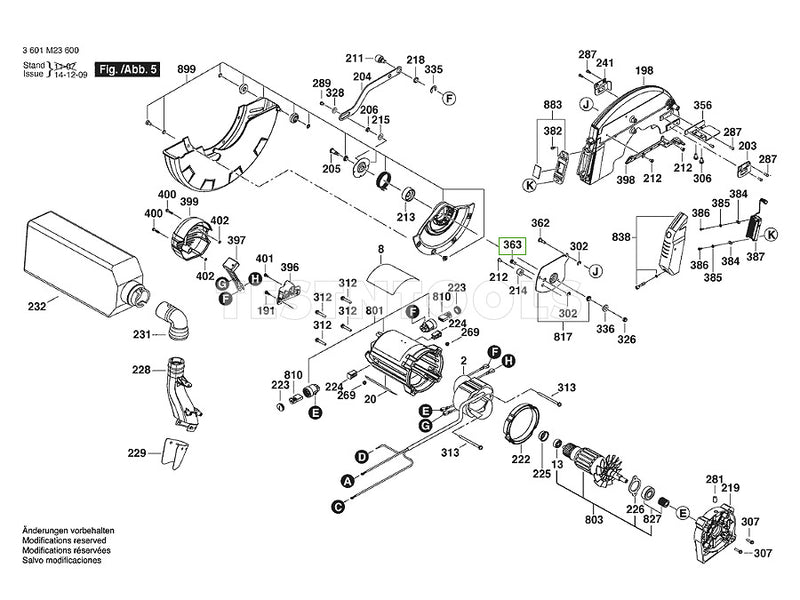 Bosch GCM12GDL Spare Part Number 363 - Screw