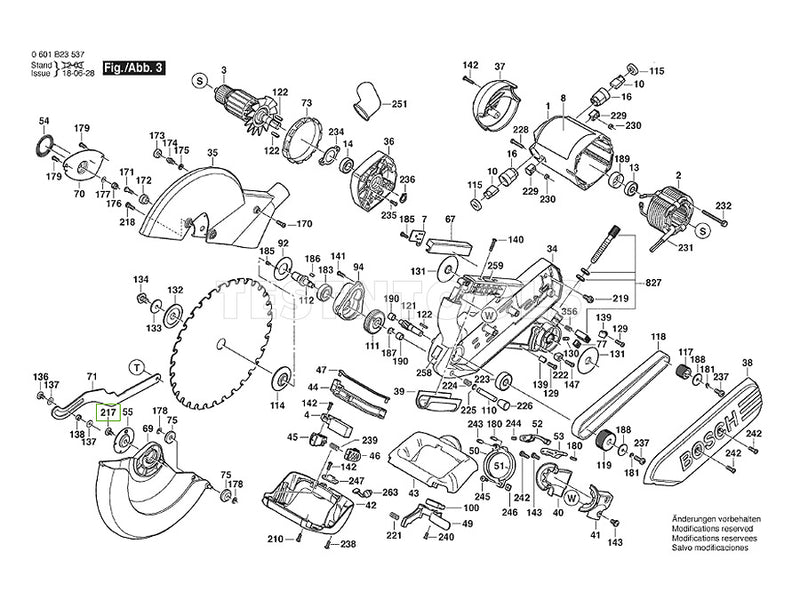Bosch GCM12SD Spare Part Number 217 - Shoulder Screw