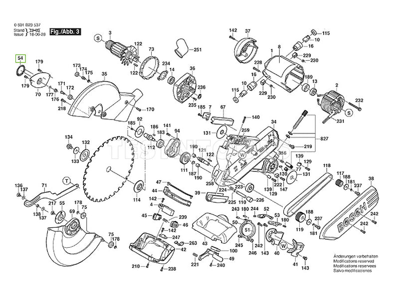 Bosch GCM12SD Spare Part Number 54 - Torsion Spring