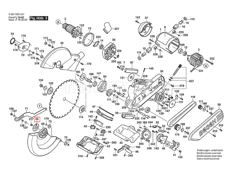 Bosch GCM12SD Spare Part Number 55 - Plate