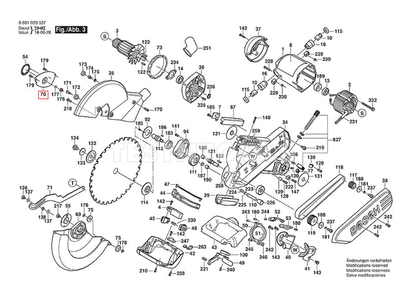 Bosch GCM12SD Spare Part Number 70 - Plate