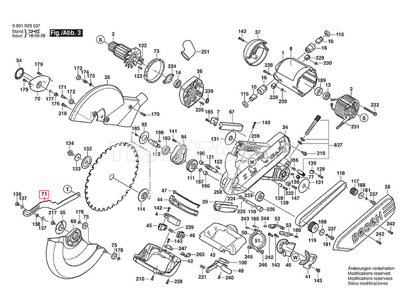 Bosch GCM12SD Spare Part Number 71 - Linkage