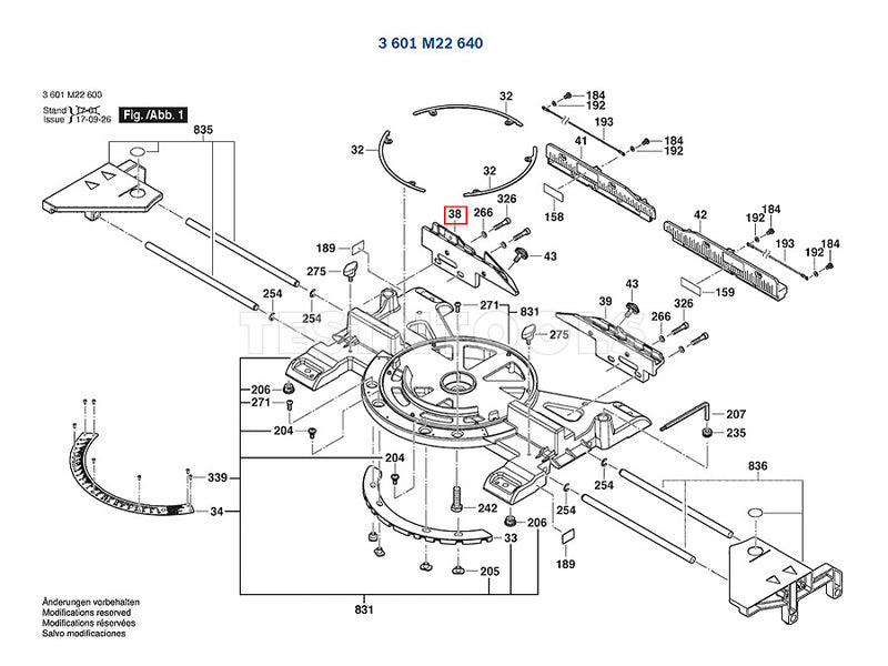 Bosch GCM350-254 Spare Part Number 38 - Mitre Fence