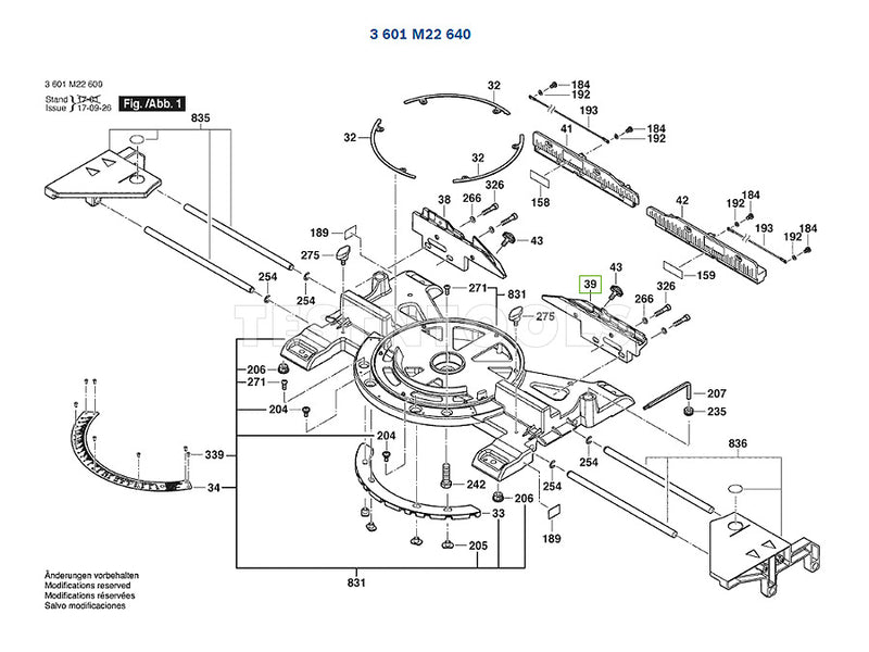 Bosch GCM350-254 Spare Part Number 39 - Mitre Fence