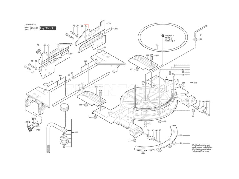 Bosch GCM8SDE Spare Part Number 45 - Mitre Fence