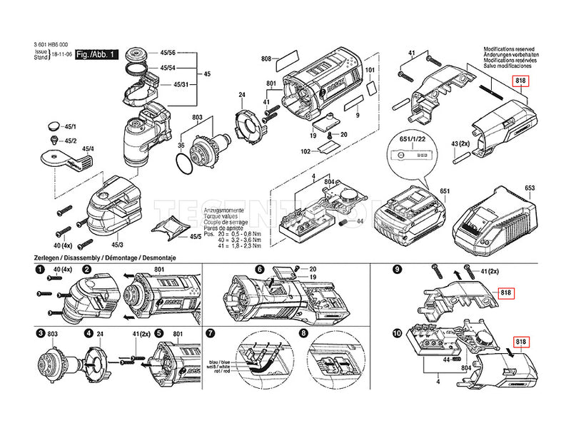 Bosch GOP18-28 Spare Part Number 818 - Battery Housing
