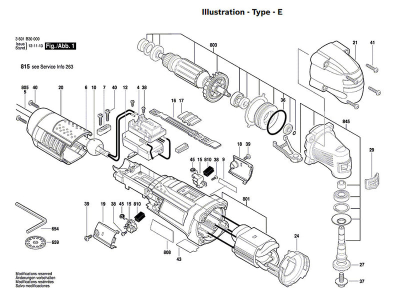 Bosch GOP250CE Spare Part Number 845 - Gear Box