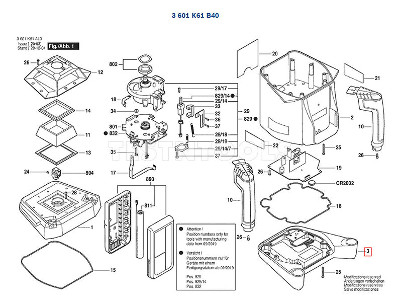 Bosch GRL500HV Spare Part Number 3 - Housing Assembly