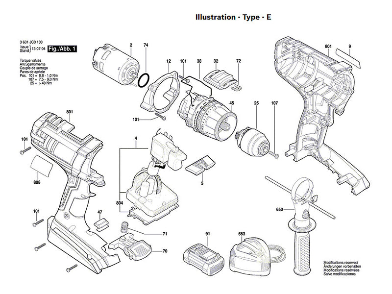 Bosch GSR36VE2LI Spare Part Number 801 - Housing Section Blue