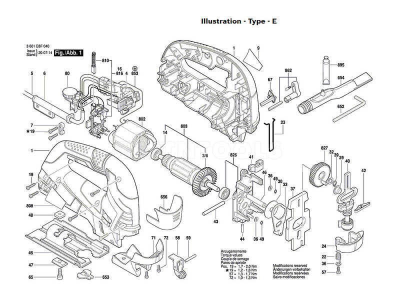 Bosch GST75BE Spare Part Number 803 - Armature 240V 1619P08887