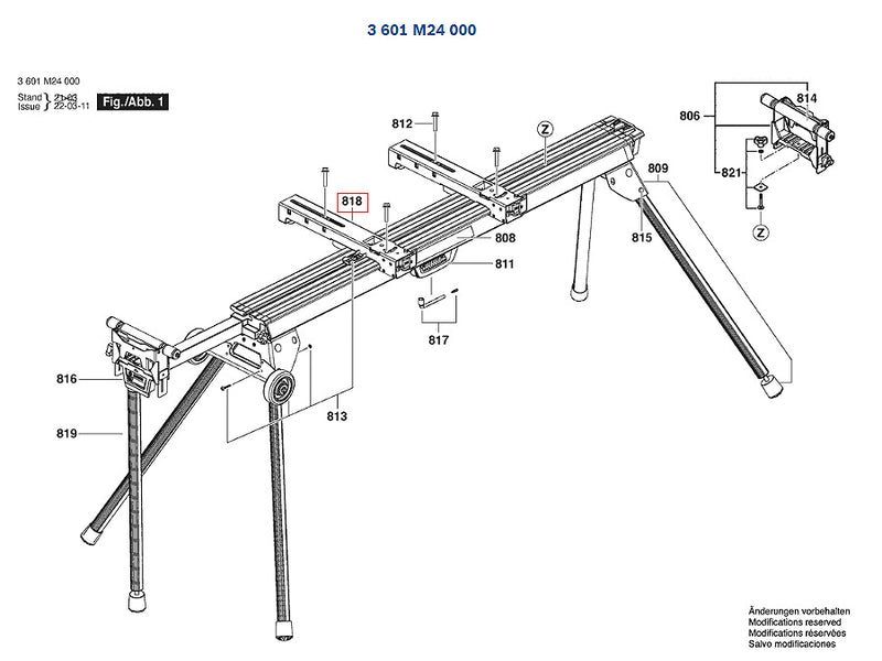 Bosch GTA3800 Spare Part Number 818 - Mounting Device