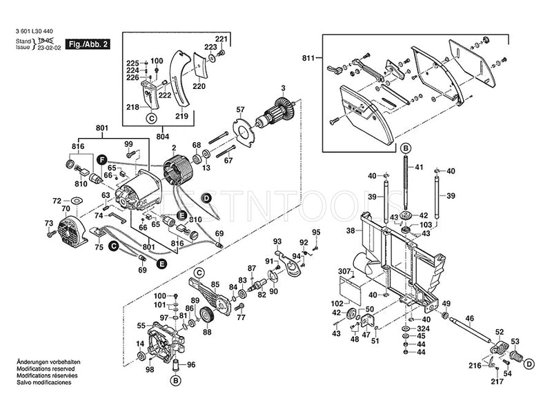 Bosch GTS10XC Spare Part Number 85 - Gear Cover