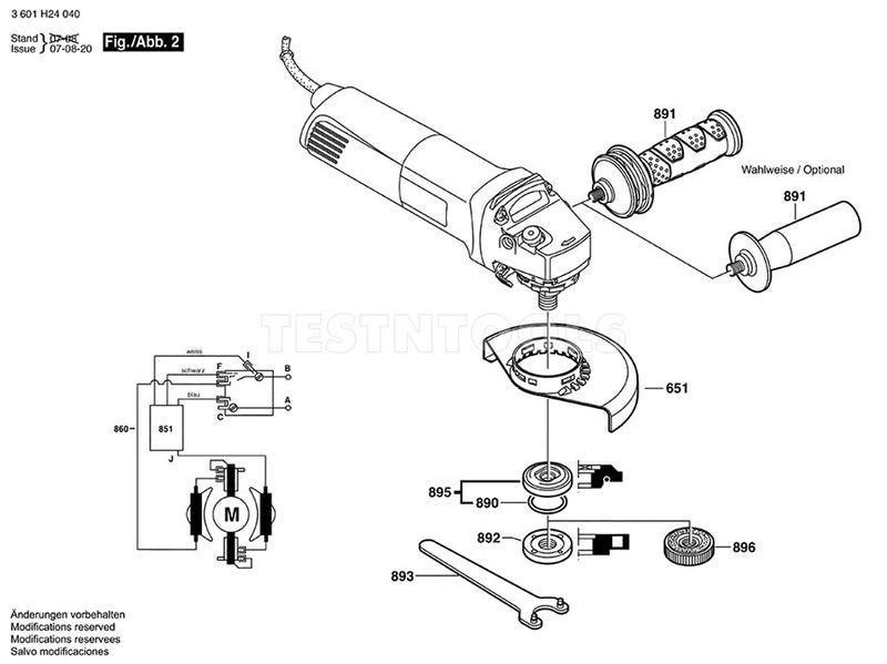 Bosch GWS1400C Spare Part Number 4 - Switch 1607200200