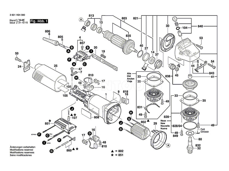 Bosch GWS1400CC Spare Part Number 803 - Armature With Fan 220-240V 1604010A22
