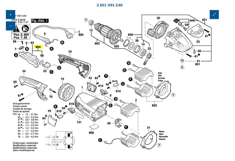 Bosch GWS22-230LV Spare Part Number 804 Switch 1607000973