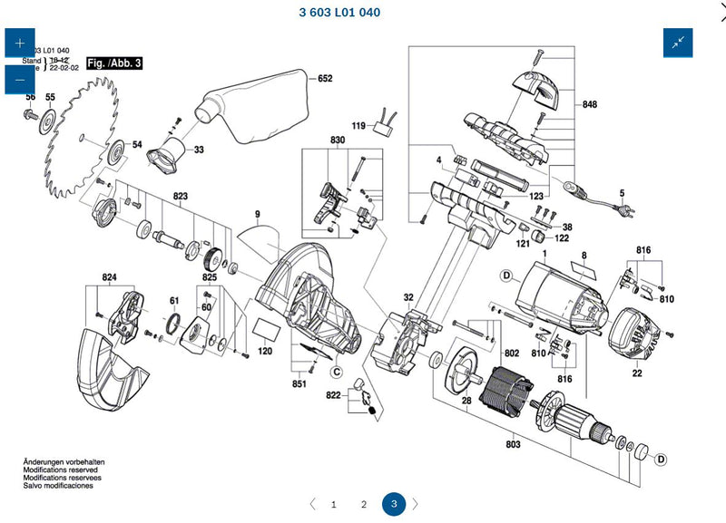 Bosch PCM1800 Spare Part Number 824 - Lower Guard 1619PA0496