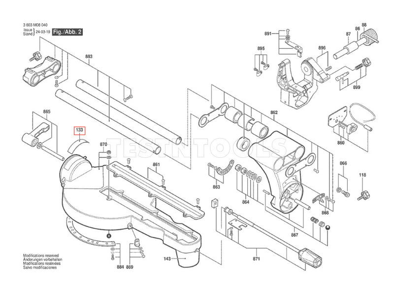 Bosch PCM1800SD Spare Part Number 133 - Scale for Bevel Angle