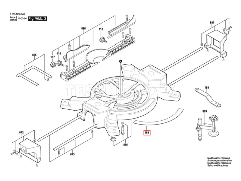 Bosch PCM1800SD Spare Part Number 162 - Scale for Mitre Angle