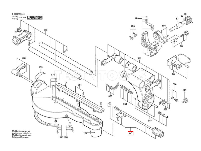 Bosch PCM1800SD Spare Part Number 871 - Handle