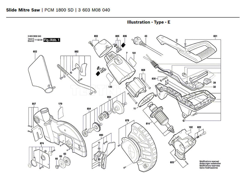 Bosch PCM1800SD Spare Part Number 874 - Plate