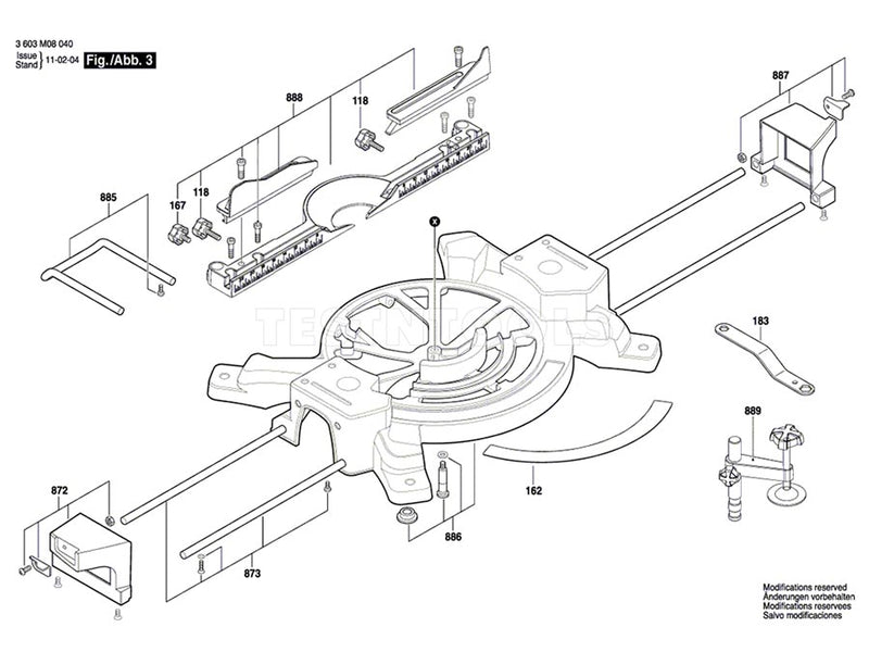 Bosch PCM1800SD Spare Part Number 890 - Locking Lever 1619PA1396