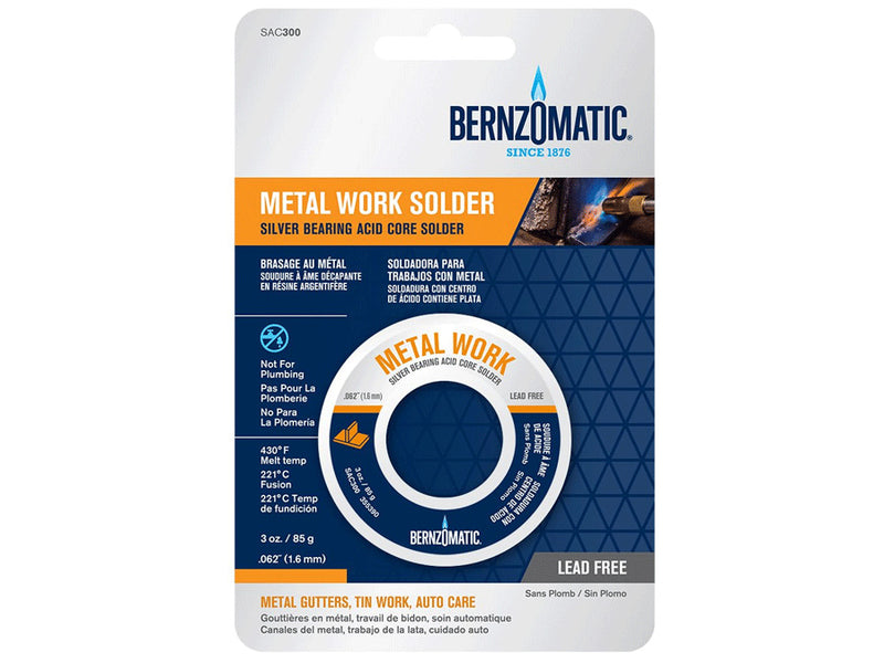Bromic Metal Work Solder Acid Core 85g (3oz) 1.6mm GASA-BSAC300