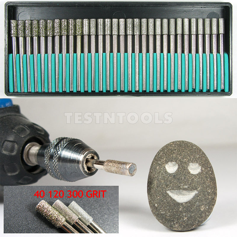 Desic Diamond Carving Burrs 30 Piece 40G 120G 300G 4mm Cylinder