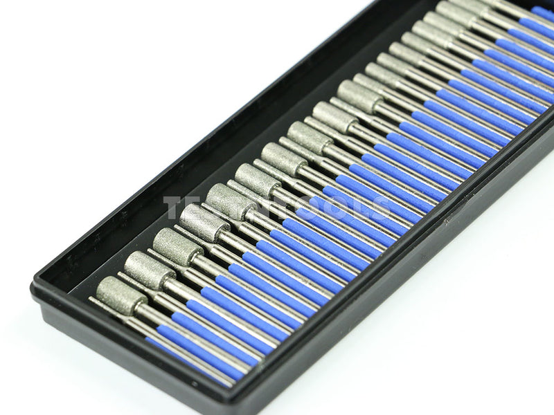 Desic Diamond Carving Burrs 30 Pieces 1-6mm Cylinder 120G