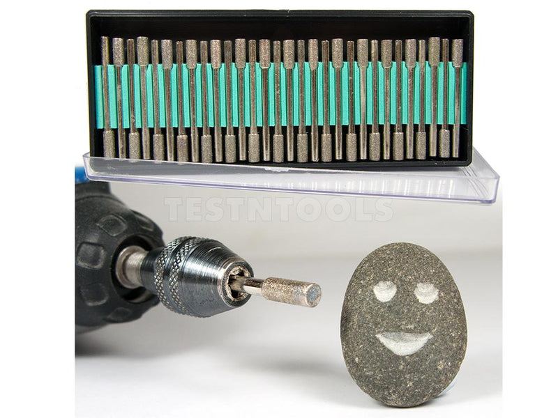 Desic Diamond Carving Burrs 30 Pieces 4mm Cylinder 120 Grit
