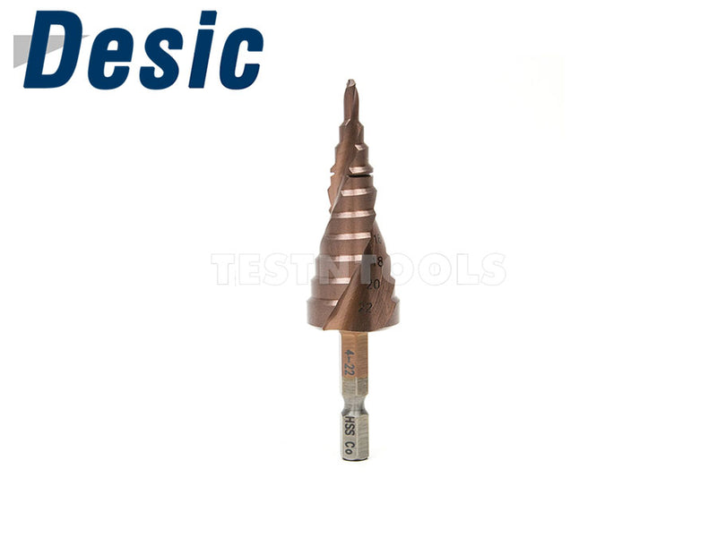 Desic Step Drill Spiral Flute Cobalt Coated 4-22mm