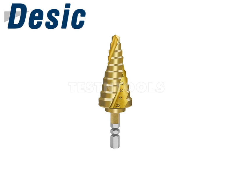 Desic Step Drill Spiral Flute TiN Coated 6-25mm