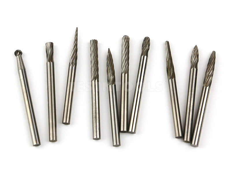 Desic Tungsten Carbide Rotary Burr 10 Piece Assorted Single Cut 3mm