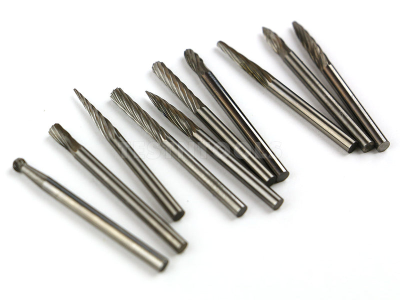 Desic Tungsten Carbide Rotary Burr 10 Piece Assorted Single Cut 3mm