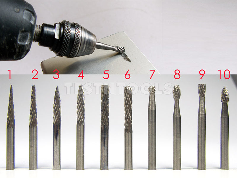 Desic Tungsten Carbide Rotary Burr Set 10 Piece 3mm SH for Dremel