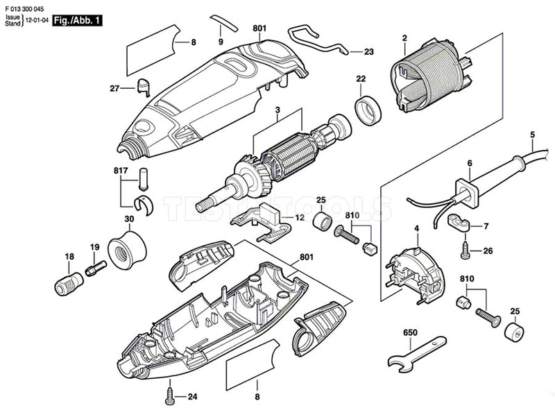 Dremel 300 And 3000 Spare Part Number 817 - Shaft Lock Pin And Spring Set 2610009839