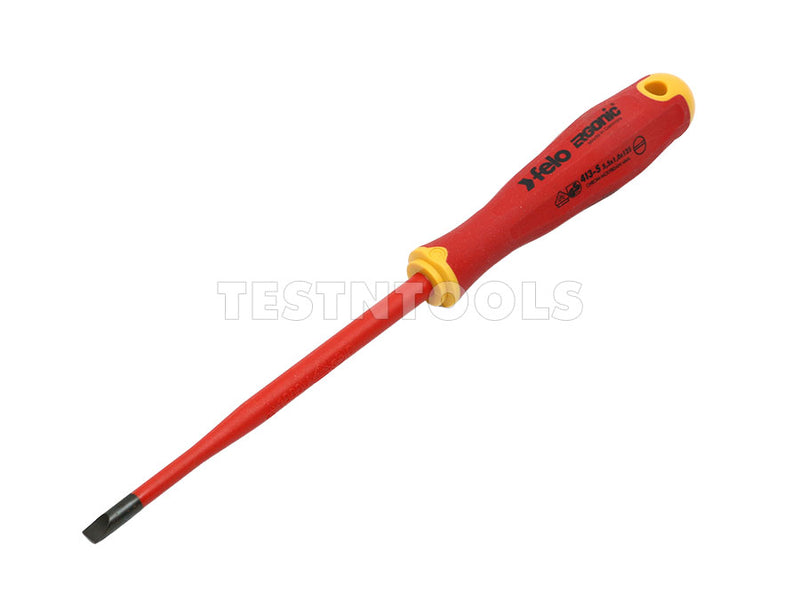 Felo 413 Ergonic E-slim Screwdriver Insulated Hardened Tip Flat 5.5 x 1.0 x 125mm SCR-ES413-55
